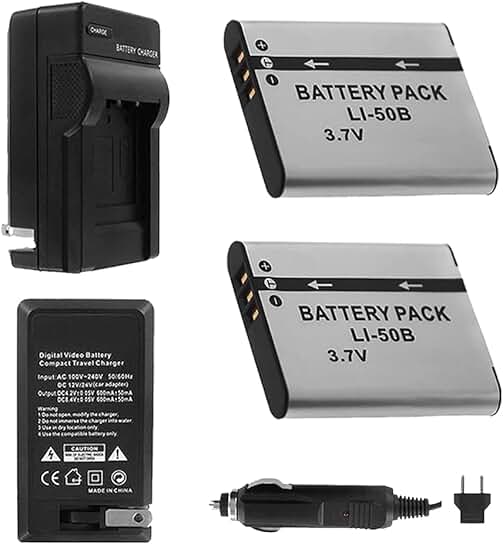 Battery Pack with Charger and Accessories for Olympus Cameras