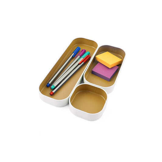Three-Piece Shallow Metal Organizer Tray Set