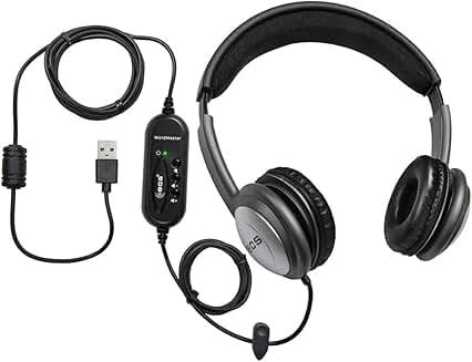 Overhead USB Transcription Headset with Leatherette Cushions