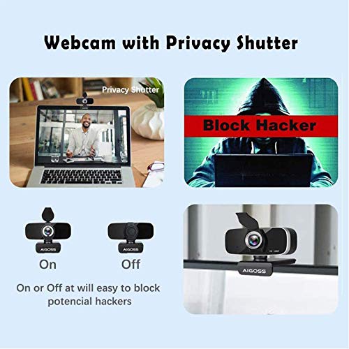 Webcam with Microphone & Privacy Cover, 1080P Full HD Web Camera for Streaming, Video Calling, Conference, Recording, Gaming, Computer Camera Laptop USB Webcam