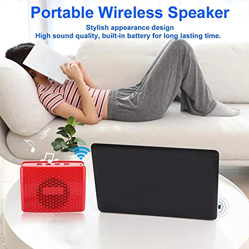 Bluetooth Speaker,Mini Wireless Bluetooth Speaker Portable Plug-in Card Music Player with Radio Function,Supporting for Bluetooth, AUX, Memory Card, and Radio Functions.(Red)