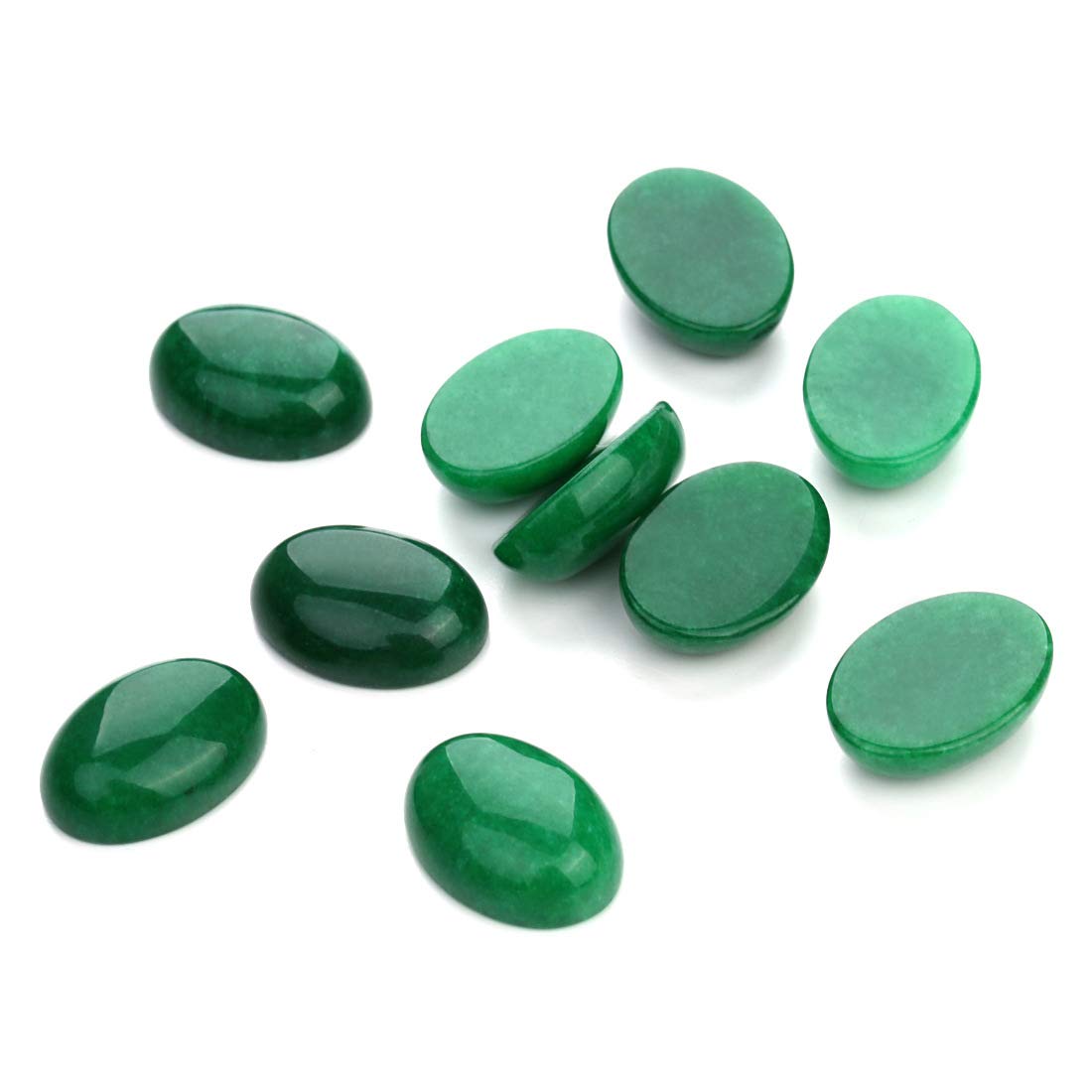 10pcs Green Jade Oval Cabochons for Jewelry Making