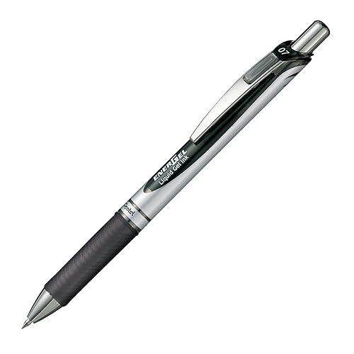 Black ink ballpoint pen with silver body and black accents