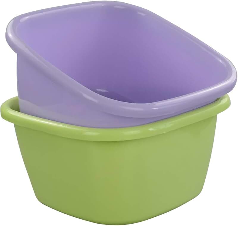 Set of 2 18 Quart Plastic Square Dish Pans
