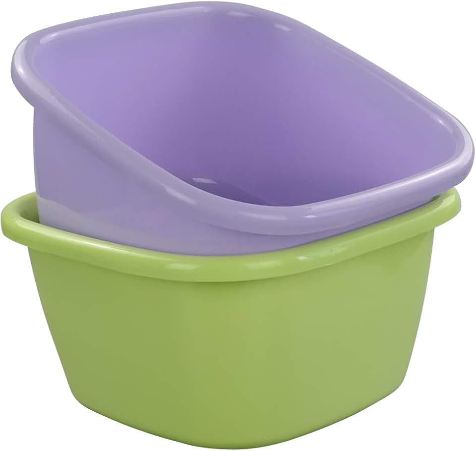 Set of 2 18 Quart Plastic Square Dish Pans