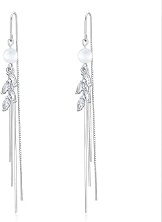 Sterling Silver Threader Earrings with Beads and Dangle