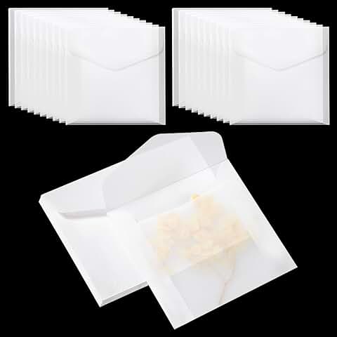 50 translucent square paper envelopes for invitations and crafts
