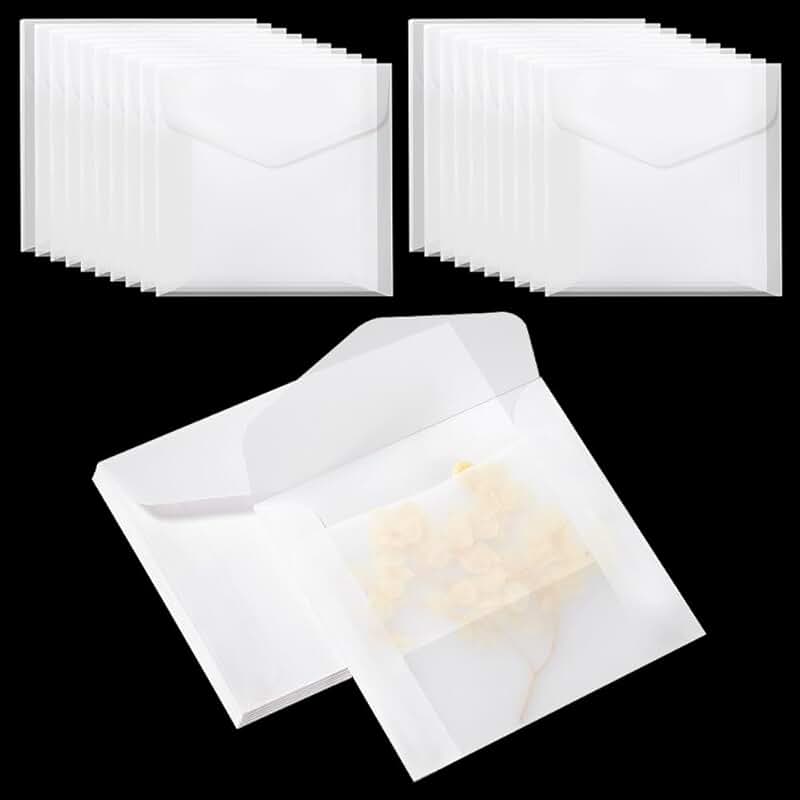 50 translucent square paper envelopes for invitations and crafts
