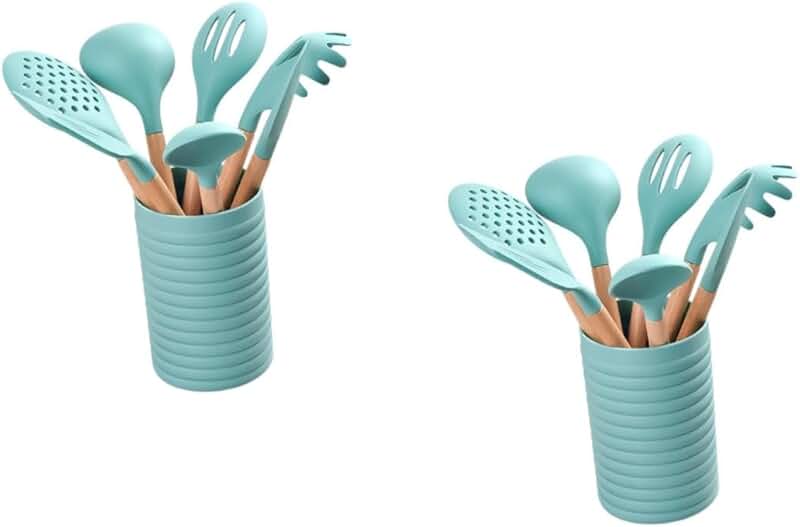 Kitchen Utensil Set with Handles for Non-stick Cookware