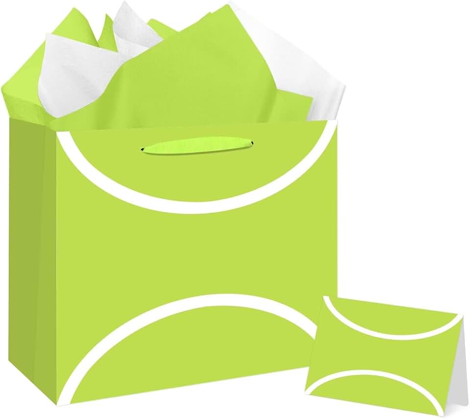Large Tennis Gift Bag with Tissue Paper and Card