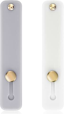 Two Silicone Phone Finger Holders in Grey and White