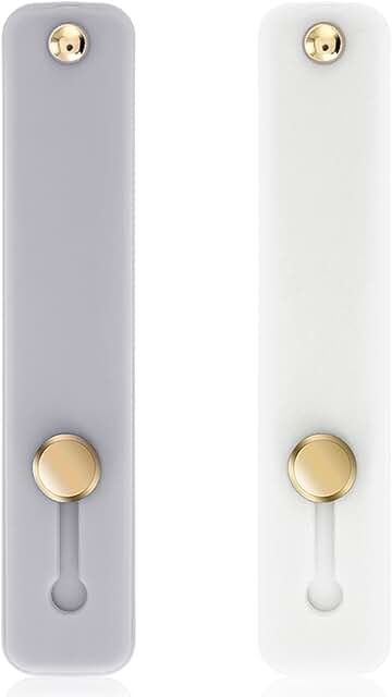 Two Silicone Phone Finger Holders in Grey and White