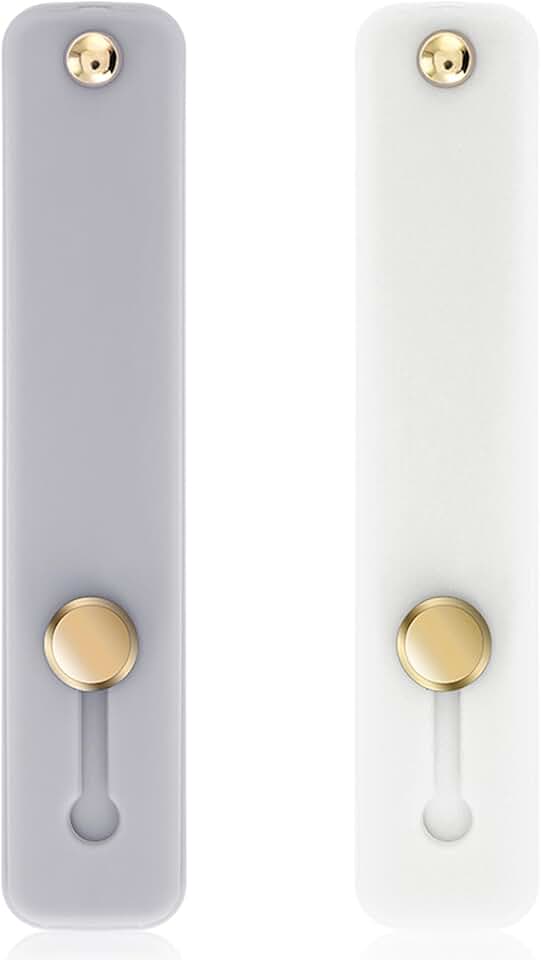 Two Silicone Phone Finger Holders in Grey and White