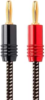 Premium 14AWG Braided Speaker Wire with Banana Plugs, 6 ft