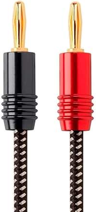 Premium 14AWG Braided Speaker Wire with Banana Plugs, 6 ft