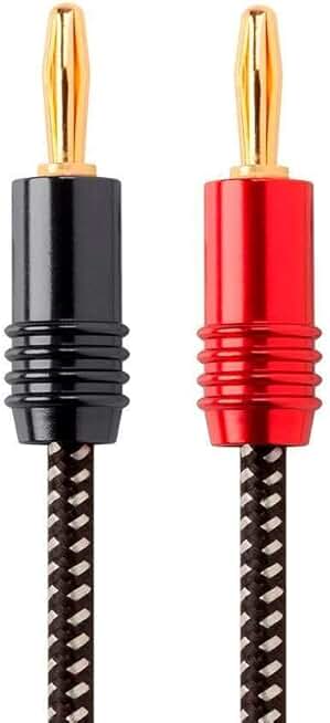 Premium 14AWG Braided Speaker Wire with Banana Plugs, 6 ft