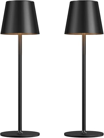 Rechargeable Black Cordless Table Lamp, 2 Pack