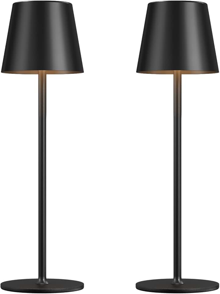 Rechargeable Black Cordless Table Lamp, 2 Pack