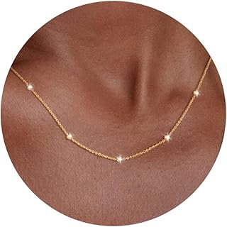 Sterling Silver Beaded Chain Necklace with Gold Plating