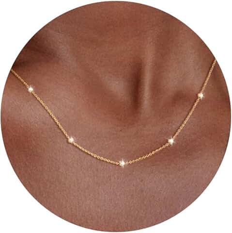 Sterling Silver Beaded Chain Necklace with Gold Plating