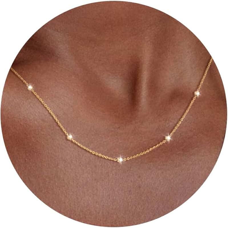 Sterling Silver Beaded Chain Necklace with Gold Plating