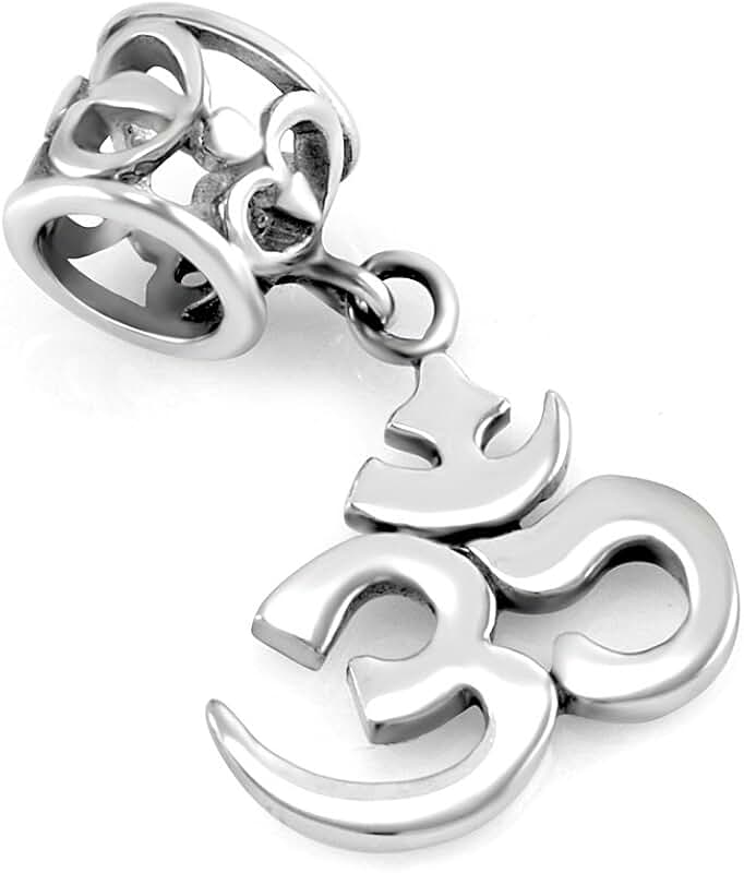Sterling Silver Yoga Om Dangle Bead Charm