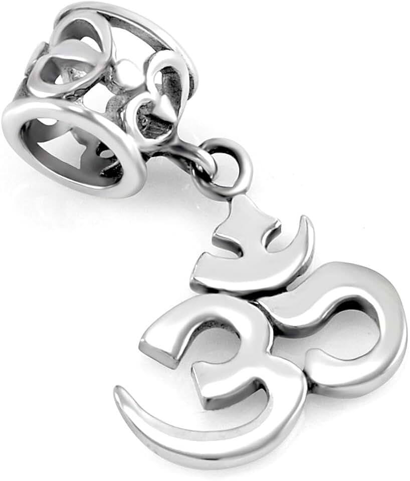 Sterling Silver Yoga Om Dangle Bead Charm