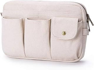 Large Cotton Cosmetic Travel Bag with Zip and Suspend Feature