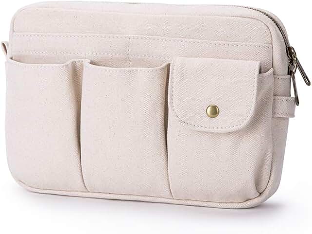 Large Cotton Cosmetic Travel Bag with Zip and Suspend Feature