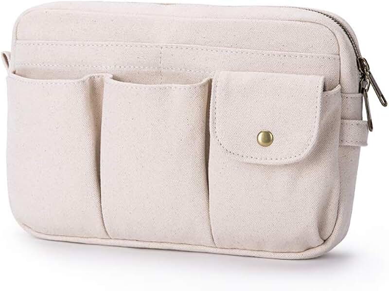 Large Cotton Cosmetic Travel Bag with Zip and Suspend Feature