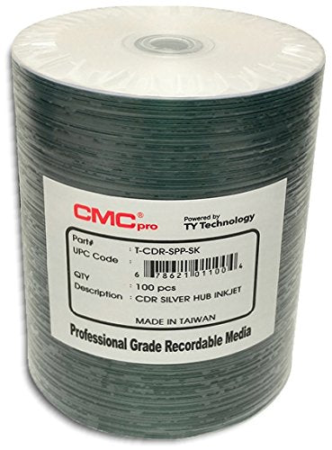 (Powered by ) SILVER INKJET HUB PRINTABLE 48X 80-Minute CD-R's, 100-Pak