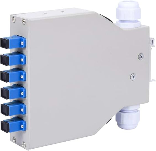 Six-Port DIN Rail Fiber Optic Junction Box with SC/UPC Connectors