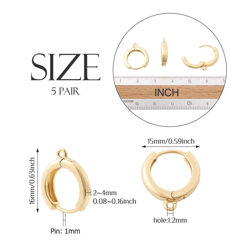 Gold Plated Chunky Huggie Hoop Earrings for DIY Jewelry