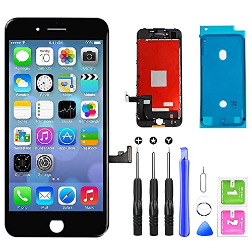 iPhone 7 Screen Replacement,LCD Display and Touch Screen Digitizer Replacement Frame Assembly with Repair Tool Kit(Black, 4.7Inch, for iPhone 7)