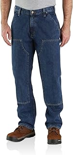 Men's Loose Straight Double-Front Denim Dungaree
