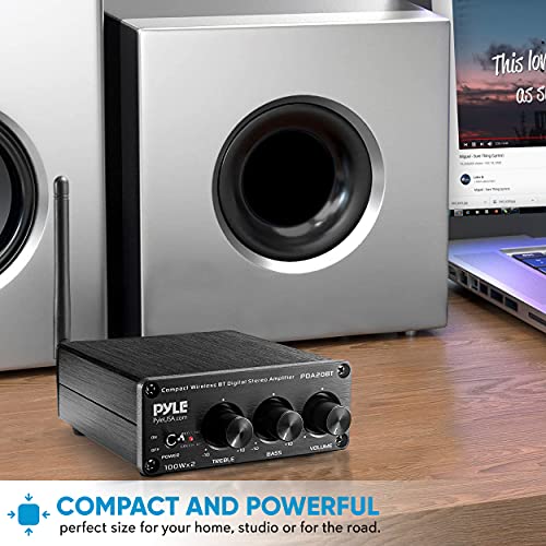 Bluetooth HiFi Mini Audio Amplifier - Class D Digital Desktop PC Stereo Amplifier Receiver (2 x 100 Watt MAX) Aluminum Diecast- PDA20BT, Micro Amp