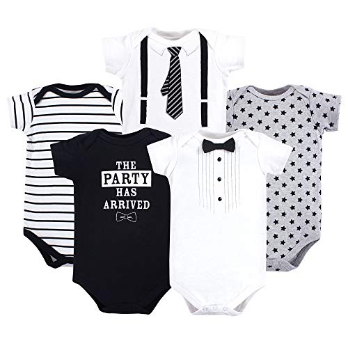 Uni  Baby Cotton Bodysuits, Tux & Tie Short-Sleeve, 0-3 Months