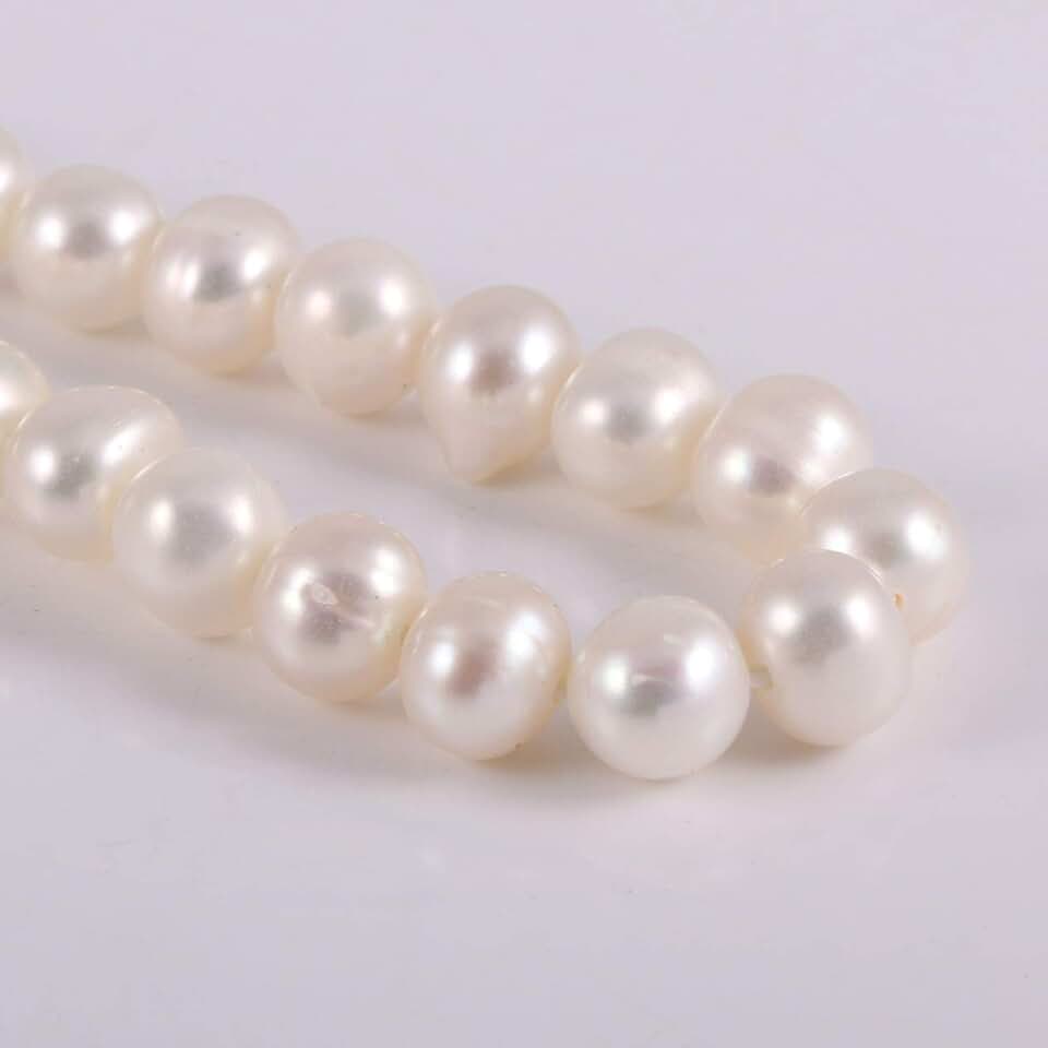 Freshwater Cultured Pearl Beads for Jewelry Making, White, 8-9mm, 14 inches
