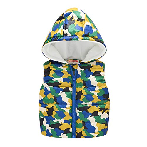  Toddler Tops Kids Baby Girls Boys Hooded Sleeveless Print Warm Waistcoat Jacket Green