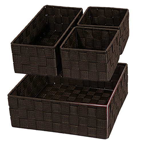 Set of 4 Woven Storage Baskets for Organization