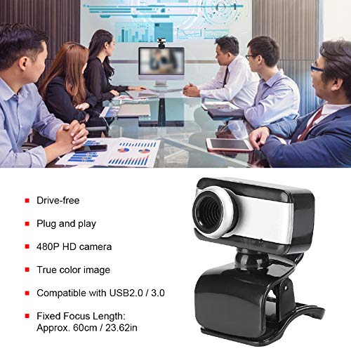 Computer Camera Compatible,480P Black Drive-Free Webcam PC Accessory Built-in Microphone for Video Call Recording Conferencing/Live Streaming