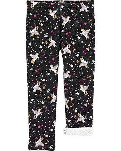 Baby Girl's Cozy Fleece Lined Leggings (Black Pegasus, 3 Months)