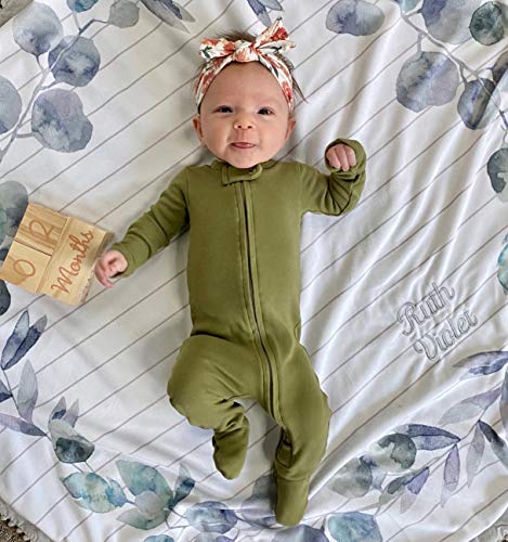 Uni  Baby  Zippered Footed Overall (0-3 Months, Sage)