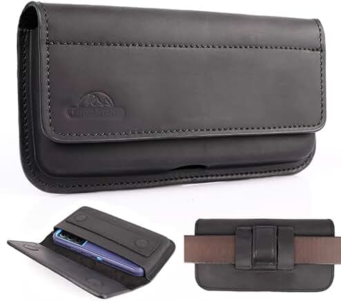 Large Leather Phone Holster with Belt Clip for Smartphones