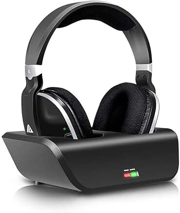 Wireless TV Headphones with Charging Dock and 20-Hour Battery