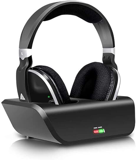 Wireless TV Headphones with Charging Dock and 20-Hour Battery