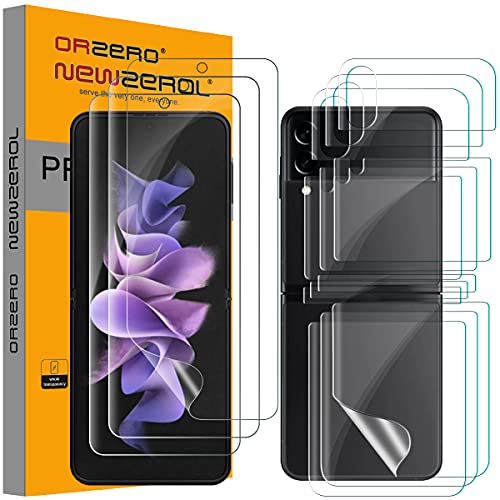 (3 Sets 12 Packs) Compatible for Samsung Galaxy Z Flip 3 5G Soft TPU Screen Protector (Upgraded Version) (Not Glass), Premium Quality Edge to Edge (Full Coverage) High Definition Bubble-Free (Lifetime