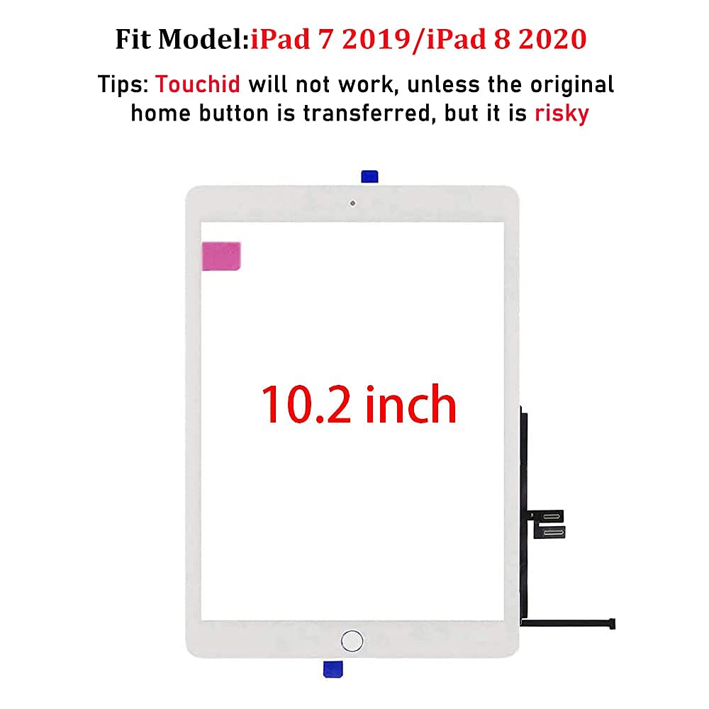 for iPad 7 7th/8 8th Gen Digitizer Replacement Screen Touch Glass Kit 10.2",for iPad 7th 8th Generation A2197 A2198 A2200 A2270 A2428 A2429 A2430,+Home Button Repair Sets,Video Guide