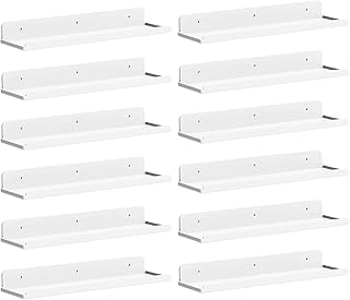 12 White Acrylic Floating Shelves for Wall Storage