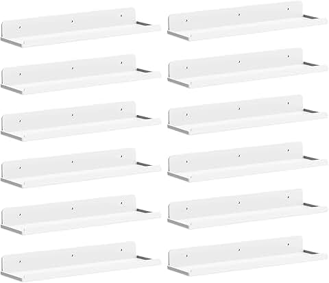 12 White Acrylic Floating Shelves for Wall Storage